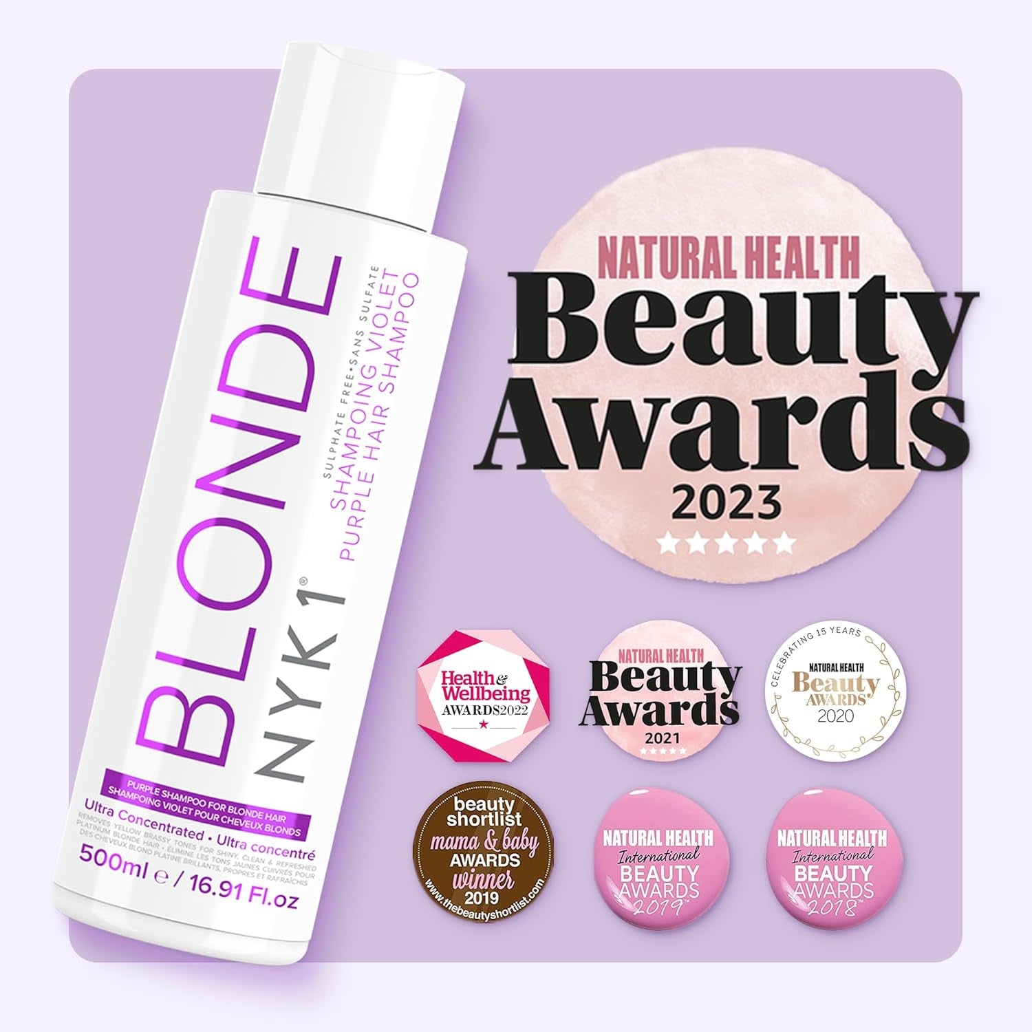 Purple Shampoo for Blonde Hair Blonde Shampoo (500Ml) SULPHATE FREE Blue Shampoo Toner for Blonde Hair Removes Brassy Tones - Silver Shampoo for Bleached Platinum Gray Hair No Yellow Shampoo