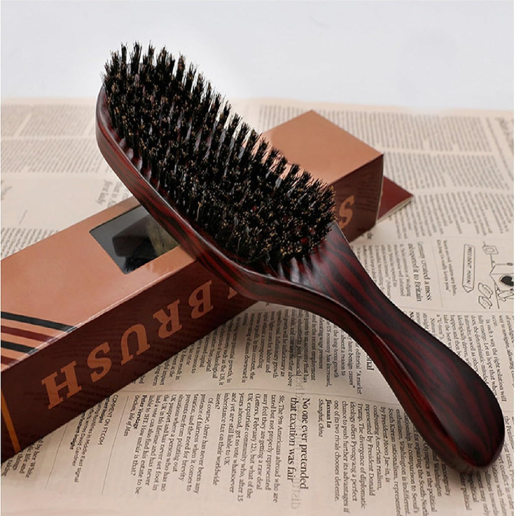 Brush, Hair Comb with Wooden Handle, Real Soft Hair Brush Wild Boar Bristle Brush in Beech Wood Color Hair Comb with Wooden Handle Styling Tool for Beard Care Beard Brush