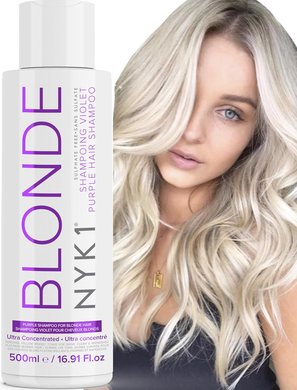 Purple Shampoo for Blonde Hair Blonde Shampoo (500Ml) SULPHATE FREE Blue Shampoo Toner for Blonde Hair Removes Brassy Tones - Silver Shampoo for Bleached Platinum Gray Hair No Yellow Shampoo