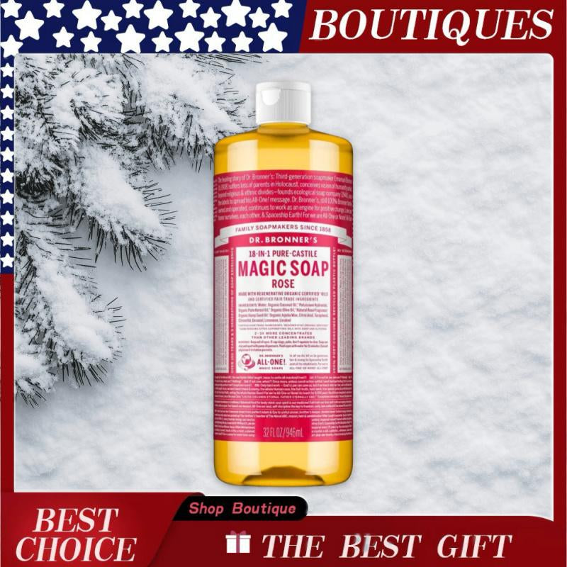 Dr. Bronner'S Magic Pure Castile Liquid Soap Bodywash - Rose - 32 Fl Oz Floral Foaming Coconut Jojoba