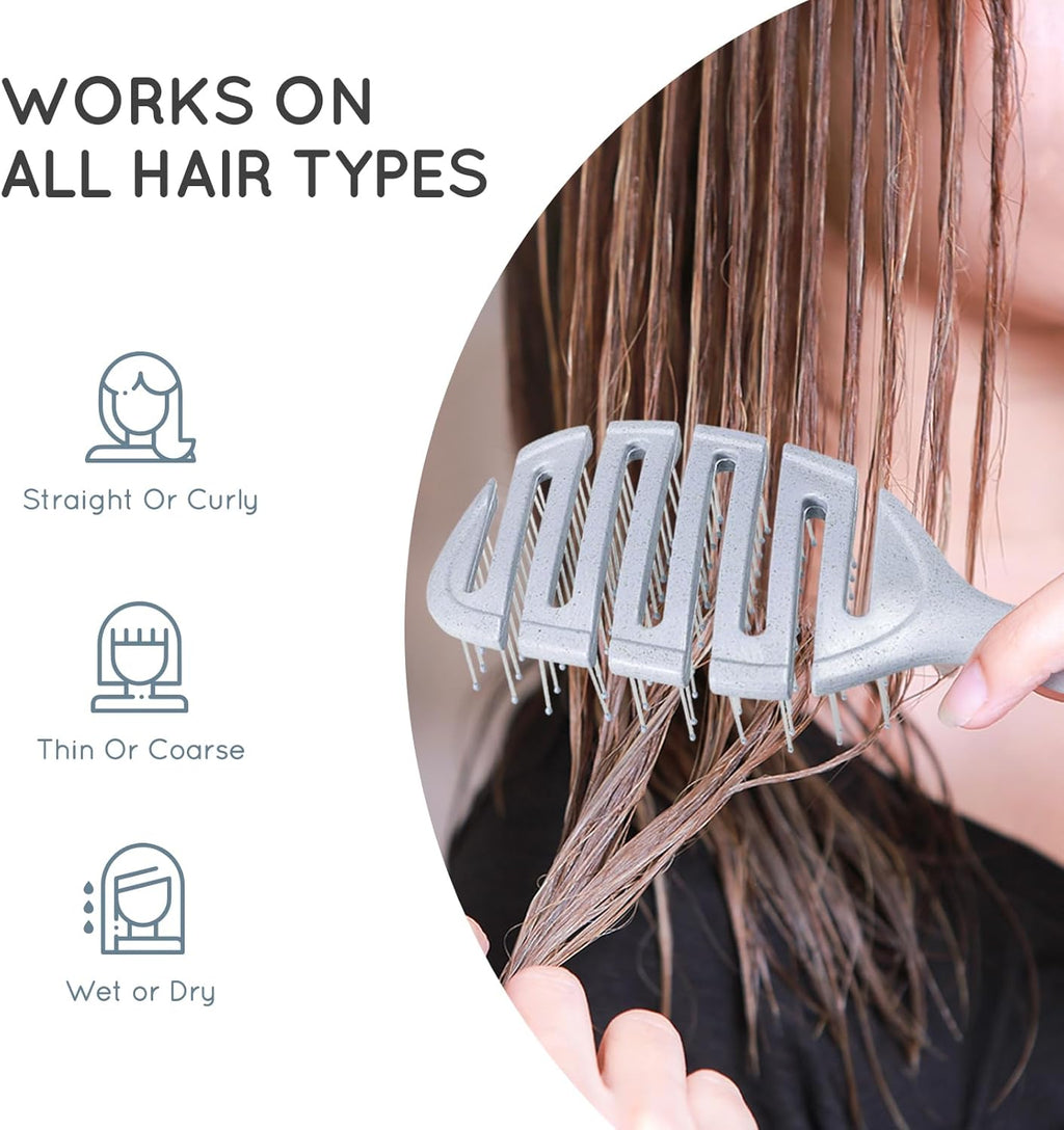 Hair Brush, Vented Detangling Brush, Quickly Detangles and Smooths Hair for Curly, Thick, and Straight Hair, Hair Brush for Women and Men, Blue, Eco Friendly, Sustainable Material