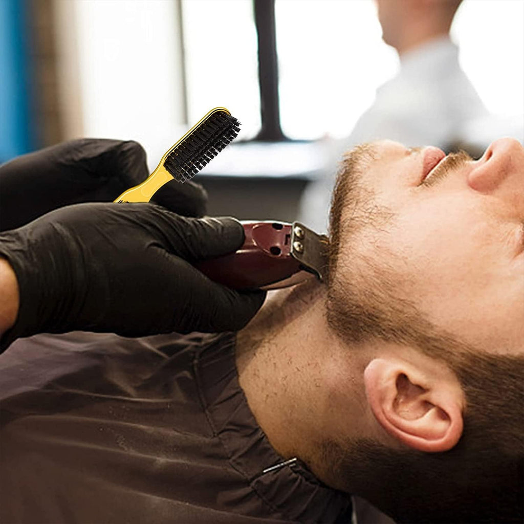 Barber Neck Duster Brush Wood Handle with Hook for Hair Cutting… (Neck Brush+Gold Comb Brush)