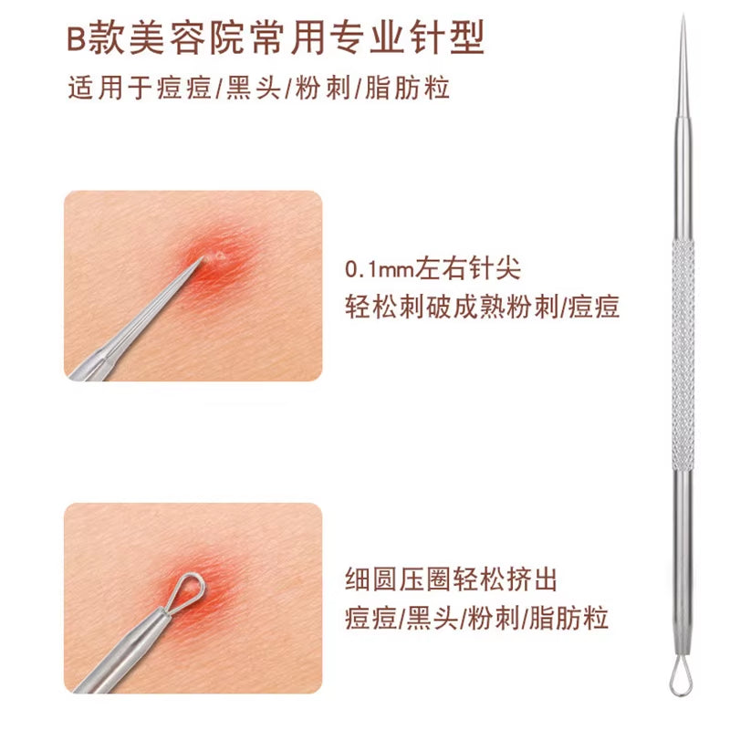 1Pcs Stainless Steel Acne Removal Needles Acne Blackhead Remover Tools Spoon Face Skin Care Tool Cleaner Deep Cleansing Tools