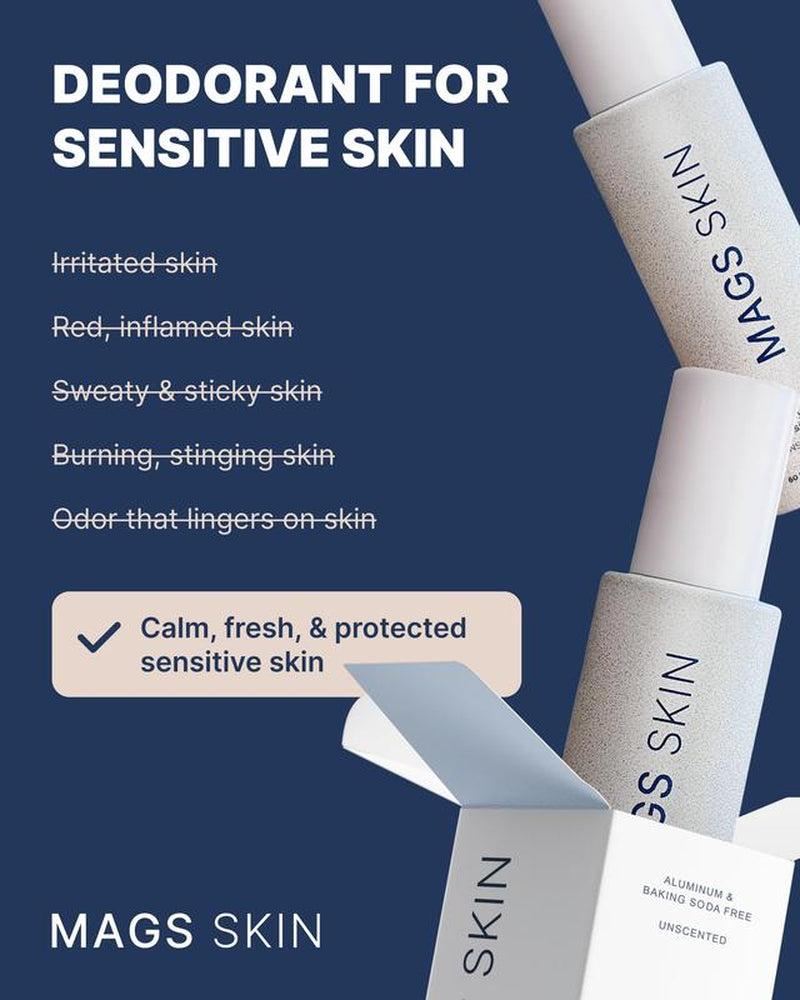 MAGS Skin Deodorant for Sensitive Skin - Magnesium Formula, 24-Hour Freshness, No Irritation, Clinically Backed, Lightweight Spray-On