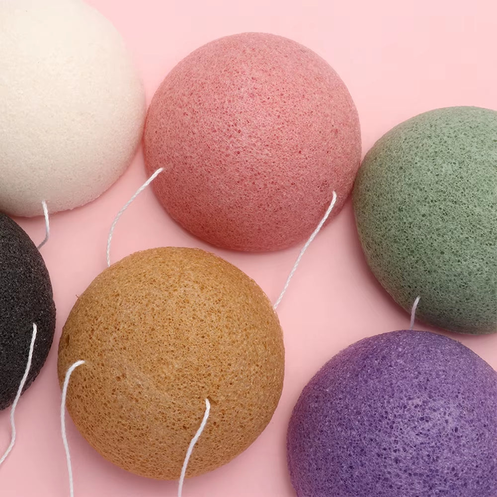 Fiber Material round Facial Cleansing Exfoliator Face Wash Cleaning Sponge Face Wash Puff Konjac Cleaning Sponge for 1PC